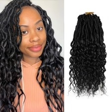 Deep Faux Locs Crochet Hair 16 Inch 8 Packs Goddess Locs Crochet Hair 1B Soft...