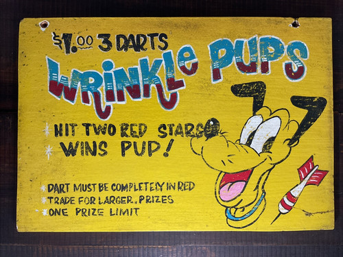 Pluto Vintage Carnival Sign Dart Game Original Boardwalk Circus Banner π€‘π₯