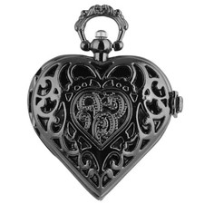 Women's Pocket Watch, Analog Display, Quartz Movement, Silver Stainless Black