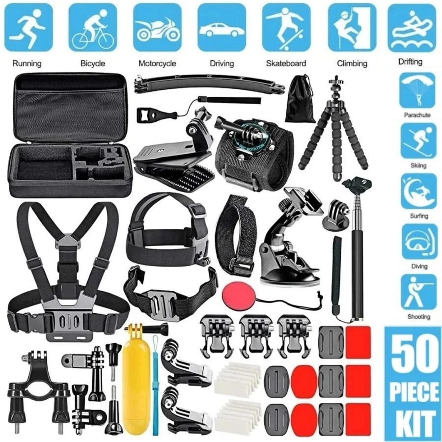 50-in-1 Action Camera Accessory Kit for Gopro Hero 13 12 11 10 9 + Dive Case USA-image
