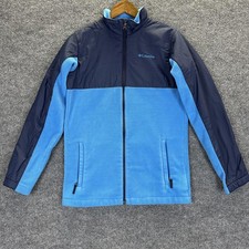 Columbia Jacket Youth XL 18/20 Blue Navy Colorblock Fleece Lined Insulated Zip