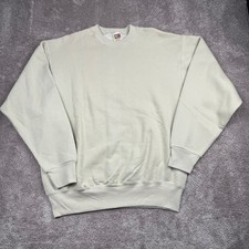 Vtg Fruit of the Loom Blank Cream Crewneck Sweatshirt Pullover Size XL