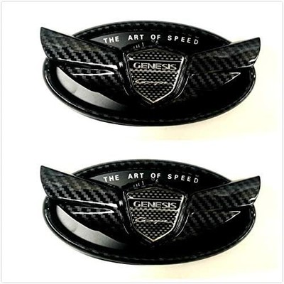 2PCS Front Rear Emblem The Art of Speed Badges Genesis Carbon Fiber 2010-2017 