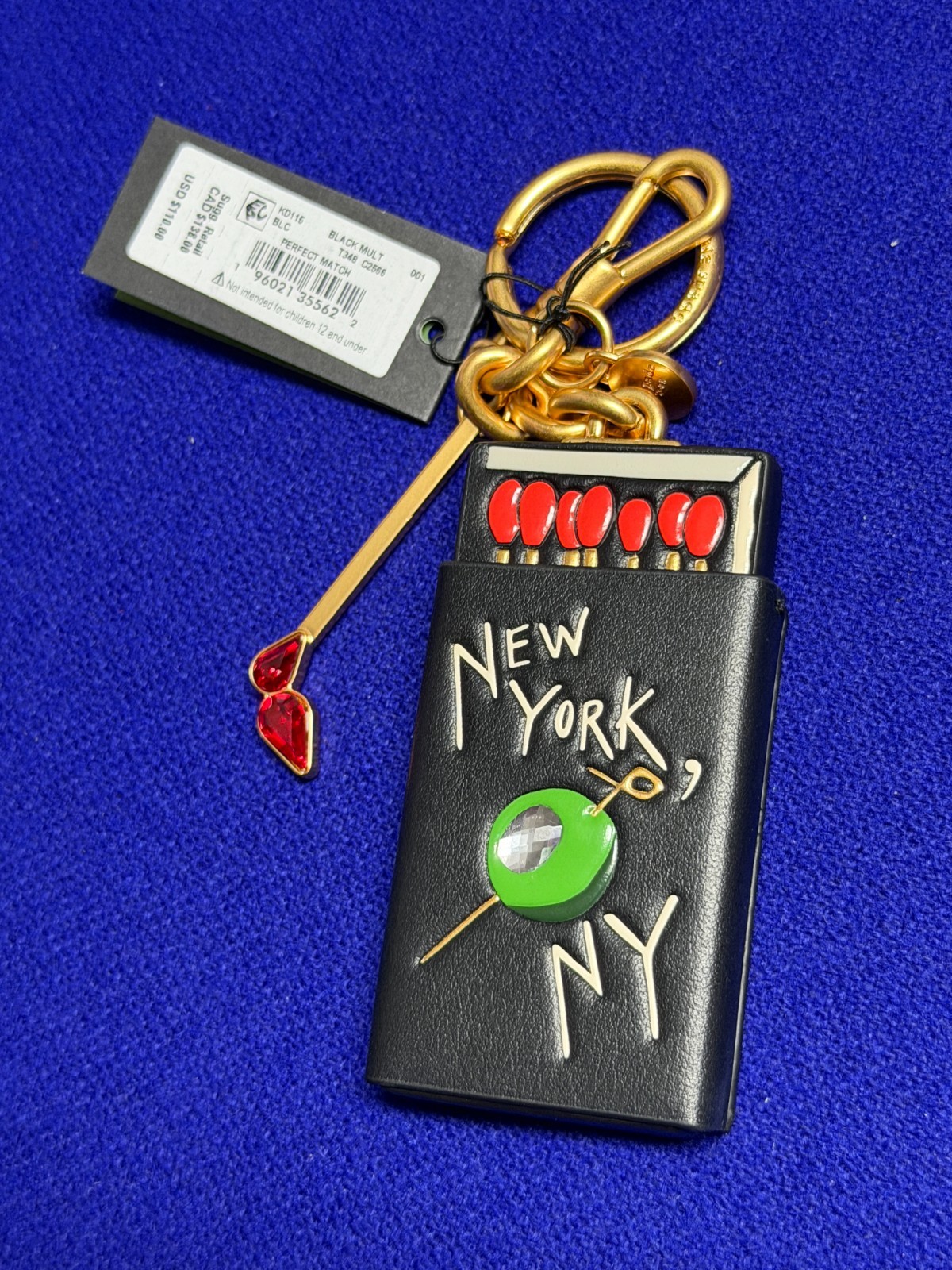 Kate Spade Perfect Match Matchbook Key Fob Bag Charm Black Multi NWT