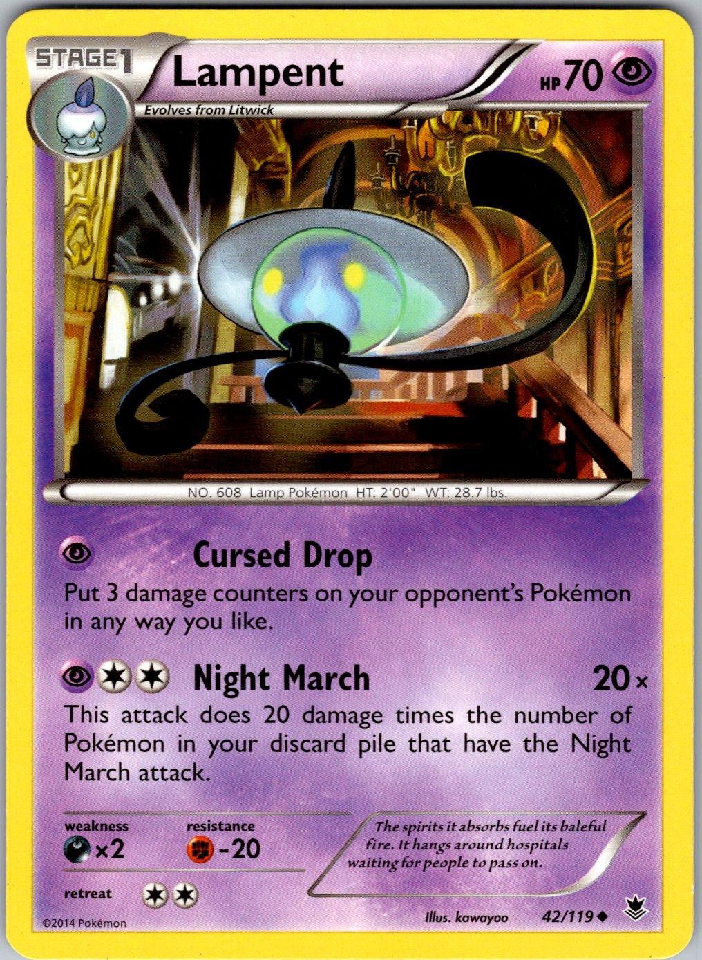 Lampent 42/119 Uncommon Phantom Forces Pokemon Lightly Played