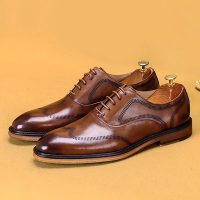 Handmade Men's Original Genuine Leather Shoes Wedding Party Dress Office Shoes