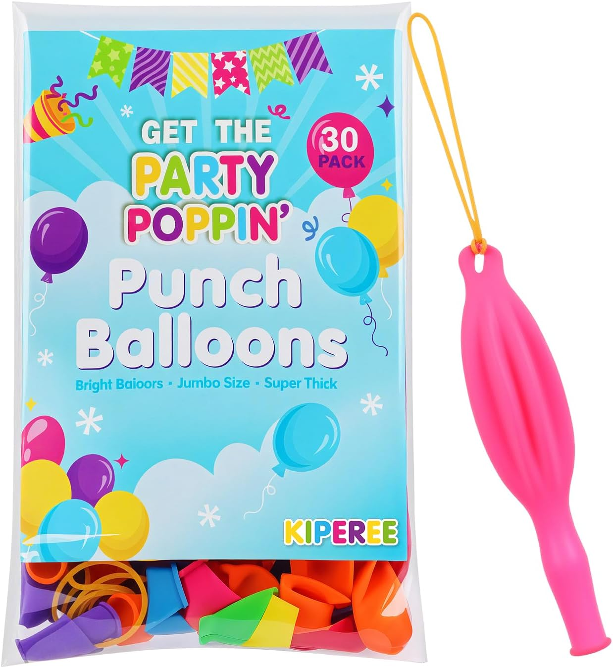 Punch Balloons for Kids – 30 Pack, 18 Inch Heavy Duty, Durable & Thick Balloons