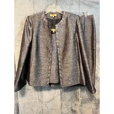 Kasper Skirt Suit Set Embellished Metallic Party Career Jacket Size 14