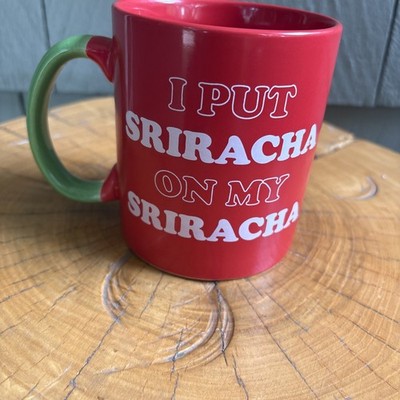 Large Coffee Mug Tea Cup Red Green Rooster ''I Put Sriracha on my Sriracha'' 20 oz