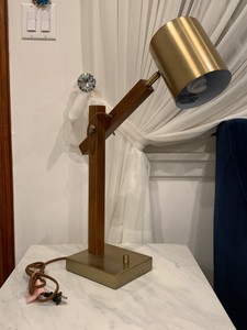 Howin Nightstand Lamp Wood And Metal Gold Color Finish He T1943ca One Of A Kind Ebay