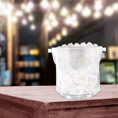 1.5L Ice Bucket With Lid, Tong & Handle Clear Plastic Beverage Drinks Bar Party - Picture 12 of 15