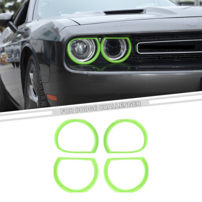Front Headlight Lamp Cover Trim Ring Decor for Dodge Challenger 2015+ Baby Green