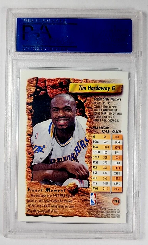 1993 1993-94 Topps Finest Refractor #198 Tim Hardaway HOF PSA 9 *Only 8 Higher* - Image 2 of 3
