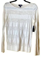 a.n.a. A New Approach Knit White Sweater Lightweight Women's Size S