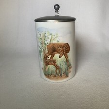 Vintage Porcelain /Pewter Western Germany  Beer Stein Deer & Fawn