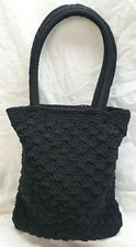 Hobo Purse Crochet Soft Side Corded Handle Lined Pocket Boho Hippie Whimsygoth