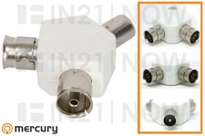 Mercury High Grade BA34 Y Splitter FM Radio DTV 1 Coaxial Plug to 2 Sockets
