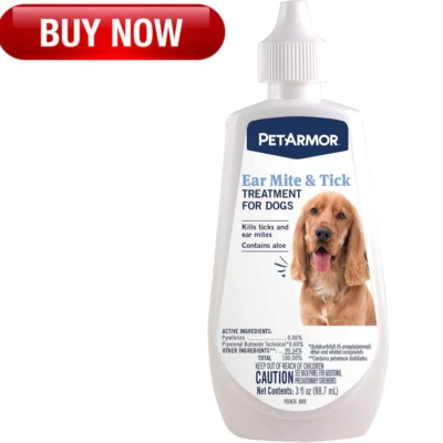 PET ARMOR PetArmor Ear Mite Treatment for Dogs, Ear Mite Medicine Kills Ticks - 3 Oz