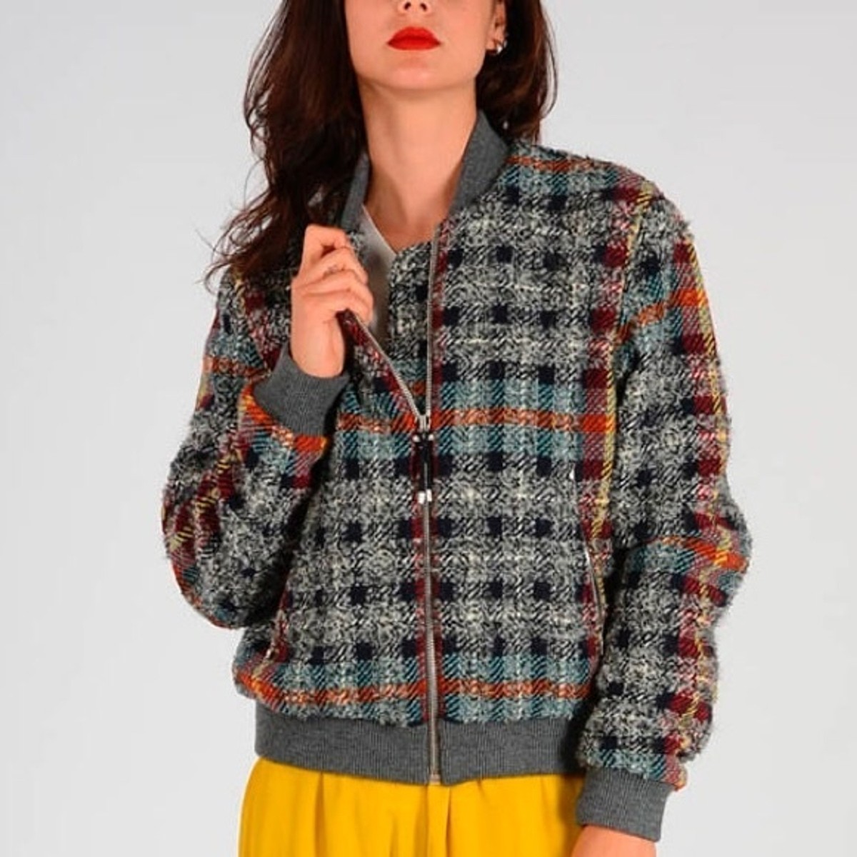 Acne Studios Azura Check Plaid Wool Bomber Jacket, Size 34 / XS | eBay