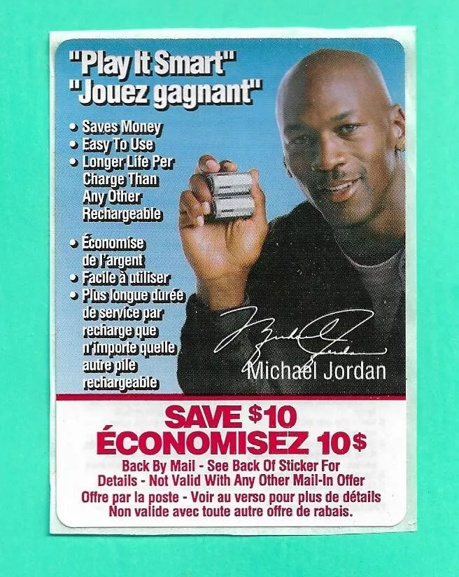1 MICHAEL JORDAN RAYOVAC RENEWAL BATTERIES BULLS NBA OFFER FORM H4385