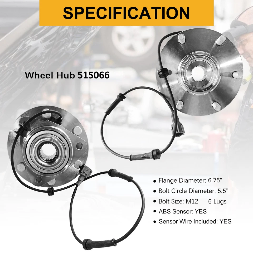 Pair (2) Front Wheel Bearing Hub for 2004-2007 Nissan Armada Titan Infiniti QX56 Foto 3 de 4