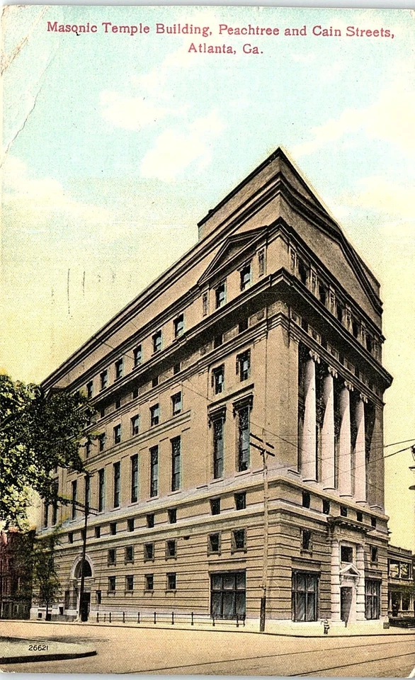 1917 ATLANTA GEORGIA MASONIC TEMPLE BUILDING PEACHTREE CAIN ST. POSTCARD 44-38 - Image 2 of 3