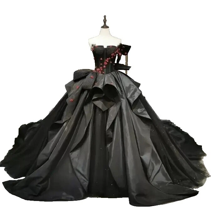 Satin Black Wedding Dresses