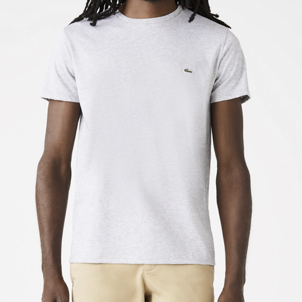 Tシャツ・カットソー Lacoste Men's Crew Neck T-Shirt Gray TH6709-CCA NEW* Men Lacoste Crew Neck Pima Cotton Jersey T-shirts Grey