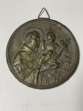 ANTICO QUADRETTO DA LETTO SANT’ANTONIO - MIS. 11X11 -  LEGNO E BRONZO? - VINTAGE