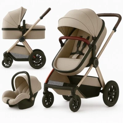 Neugeborenen Kinderwagen Baby Buggy 3 in1 Reisesystem Babywanne Autositz Faltbar Kinderwagen
