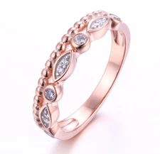 Rose Gold Plate 925 Sterling Silver CZ Eternity Ring Wedding Band Sz 3-14 SS3697