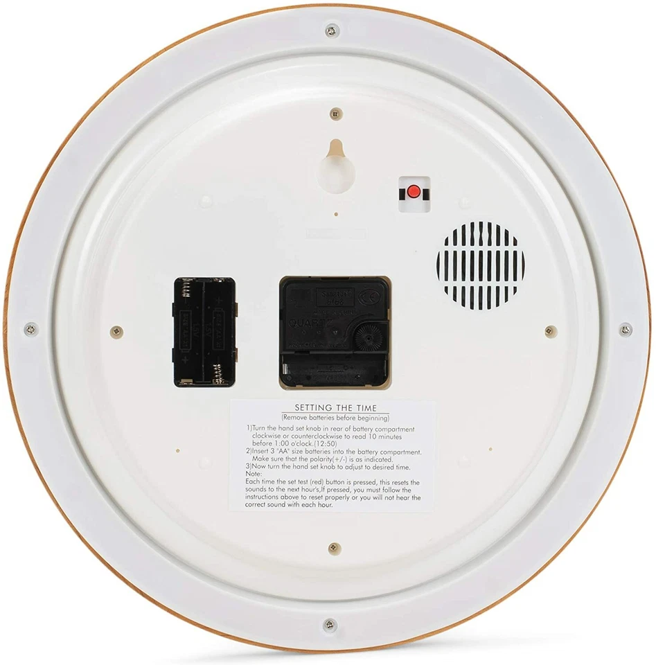 Reloj de Sonido de Pared Audubon Society Pájaro Cantor, Marco de Madera Acabado Cerezo 13" Foto 4 de 4