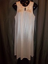 LORRAINE Ivory Nylon Night Gown Nightgown Size SMALL