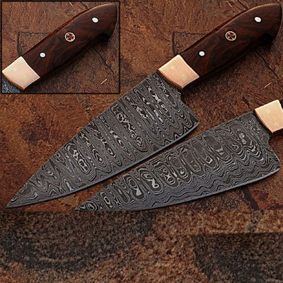 HANDMADE WHITE DEER Damascus Steel 12in Chef Knife Rosewood Handle