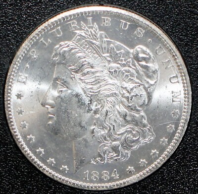 1884 CC Morgan Silver Dollar Uncirculated Carson City Coin $1 GSA