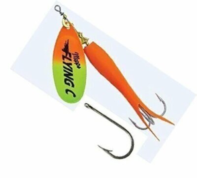 Mepps Flying C Single/Treble Hook Fishing Lure, 5/8-Oz, Hot Orange Sleeve/Cha...