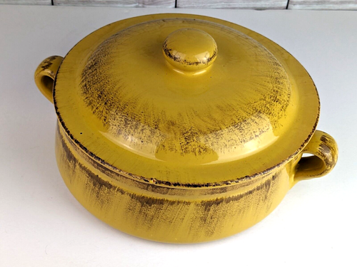 De Silva Umbria Terracotta Pottery 7.75" Casserole w/Handles Lid Harvest Gold - Picture 12 of 14
