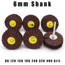 6mm Schaft F&auml;cherschleifer 80mm Schleifmop Schleifstift Bohrmaschine Korn 80-400