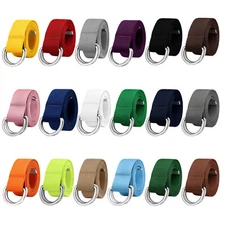 Falari 18 pcs Mixed Canvas Web Belt D Ring Buckle Casual Military Style Belt