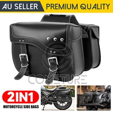2PCS Universal Motorcycle Side Saddle Bags PU Leather Saddlebags Luggage Panier