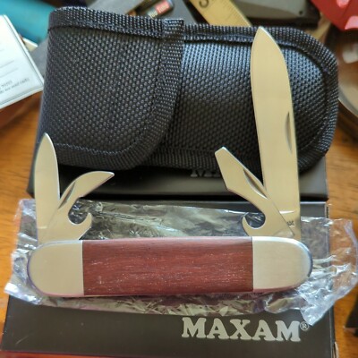 LOT OF 3 MAXAM KNIVES KNIFE NIB BLACK NYLON SHEATH  BRAND NEW  THREE KNIVES NICE