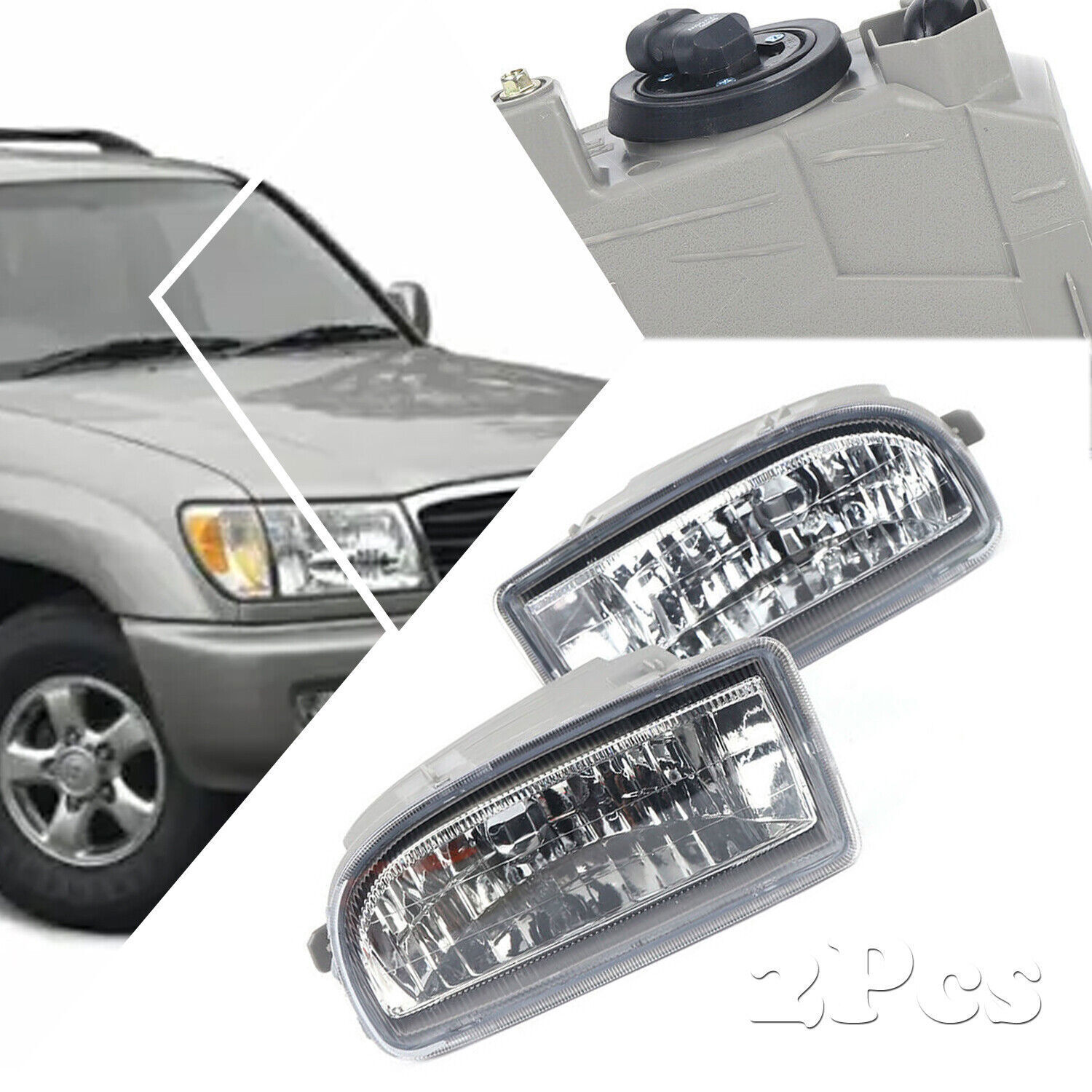 For Toyota Land Cruiser 1998-2007 Replacement Pair Fog Lights Clear Lens