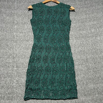 Mikael Aghal Dress Size 0 Beaded Floral Green Sleeveless Wedding Formal  Feminine | eBay