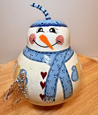 Gorgeous, Cute, Folksy Art, Hand painted Gourd, Christmas Snowman Medium