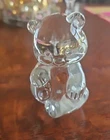 Vintage Fenton Glass Bear November Birthstone Amber/Topaz Heart USA Valentines