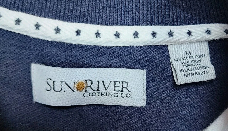 Sunriver Texas Flag Polo Shirt Men's M Red White Blue Lone Star 100% Cotton USA - Image 3 of 4