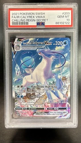 2021 Pokemon SWSH Chilling Reign Ice Rider Calyrex VMAX #203/198 PSA 10 GEM MINT