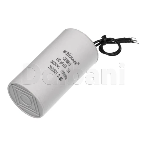 60UF 300VAC Wire Motor Run Capacitor CBB60 50/60HZ HVAC 25/85/21 45X95mm 60MFD