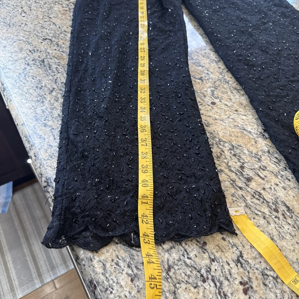 Pantalones de vestir para mujer adornos con cuentas dan un efecto brillante negro talla 14 Foto 2 de 4