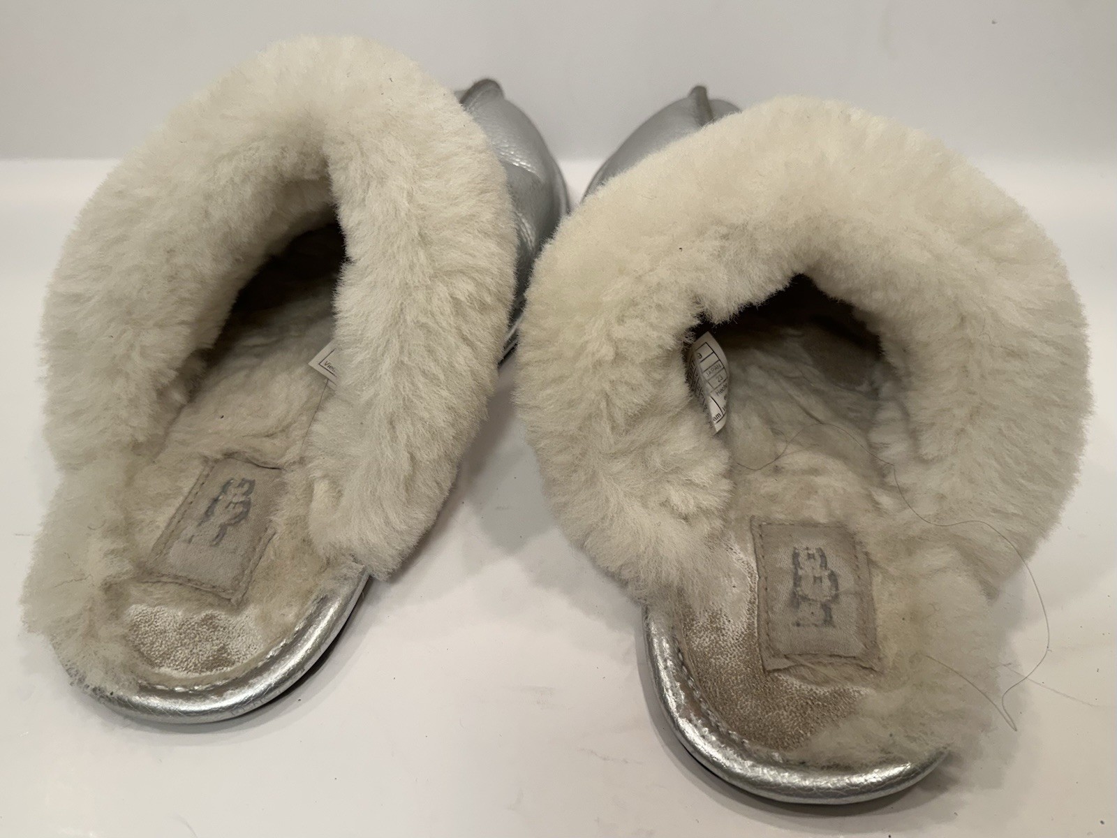 UGG Silver Metallic Shearling Scuff Slippers Wome… - image 3